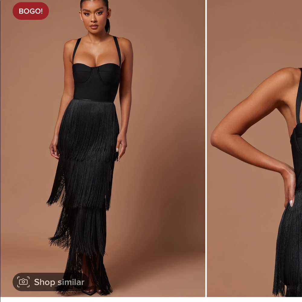 Black Bandage Fringe Dress